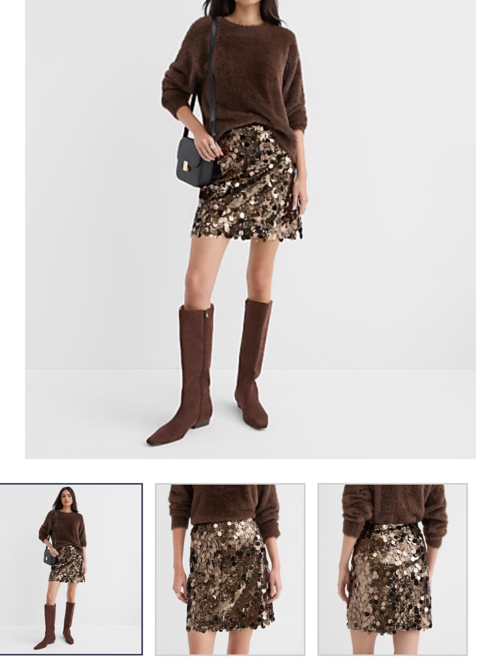 NWOT’s LOFT Brown Sequin Mini Skirt Size 6
